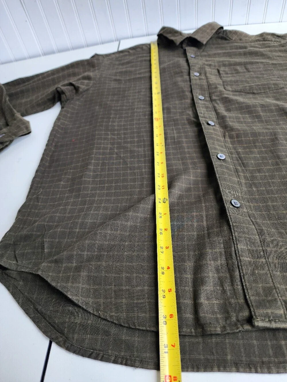 Banana Republic Men's 100% Cotton Soft Flannel Plaid Long Sleeve Shirt Green L